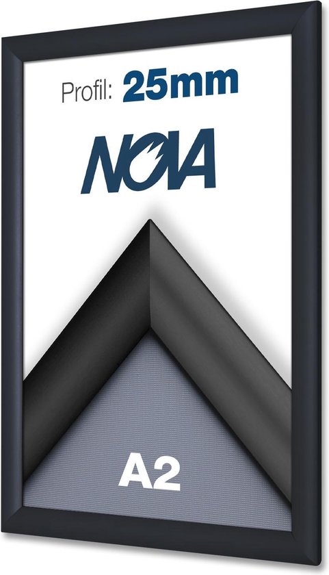 2 PACK Nova Kliklijsten A2 42 x 59.4 cm aluminium zwart – wissellijst - posterlijst