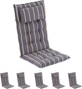 Blumfeldt Sylt Tuinkussen - stoelkussen - hoofdkussen - hoge rugleuning -  50 x 120 x 9 cm - overtrek van UV bestendig polyester