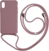 Feeling Peachy Telefoonhoesje met Koord Dark Rose Style - Telefoonhoesje met koord iPhone 12 Mini - Telefoonkoord - Backcover met koord -  Hoesje met Koord - Ketting Koord Telefoon