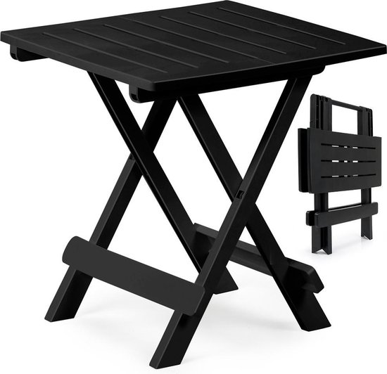 Set van 2 Klaptafels Adige 50x45x43cm Draagbaar Campingtafel Bijzettafel - Zwart — afbeelding 3