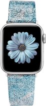 Leren glitter band - blauw - Geschikt voor Apple Watch