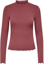 Jacqueline de Yong T-shirt Jdyfransiska L/s Rib Top Jrs Noos 15228065 Apple Butter Dames Maat - XXS