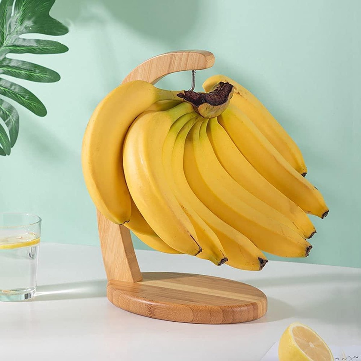 BENECREAT Tak acacia houten bananenhouder met metalen haak