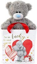 Knuffel - Beer - In tasje - I'm so lucky to have you - 13cm*