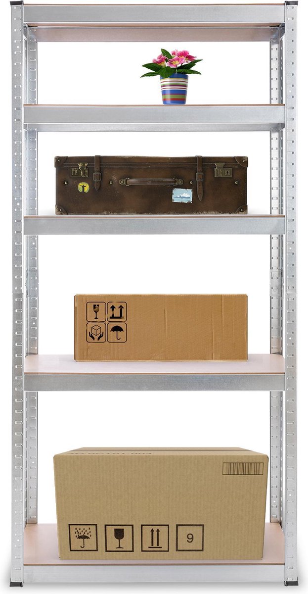 AREBOS Stellingkast - Opbergrek - 5 Planken - 350 kg Draagkracht - 170 x 80 x 30 cm - Metaal/MDF