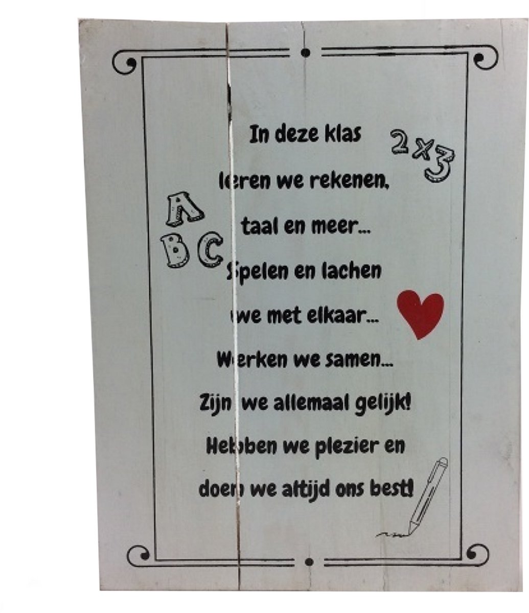Cotton Counts - Muurdecoratie - In deze klas leren we rekenen ... - 30x40cm