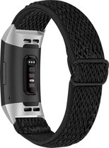 YONO Bandje geschikt voor Fitbit Charge 4/3 - Nylon Stretch – Zwart
