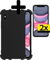 Hoes voor iPhone Xs Hoesje Zwart Shock Proof Case Met 2x Screenprotector - Hoes voor iPhone Xs Case Hoesje - Hoes voor iPhone Xs Hoes Cover