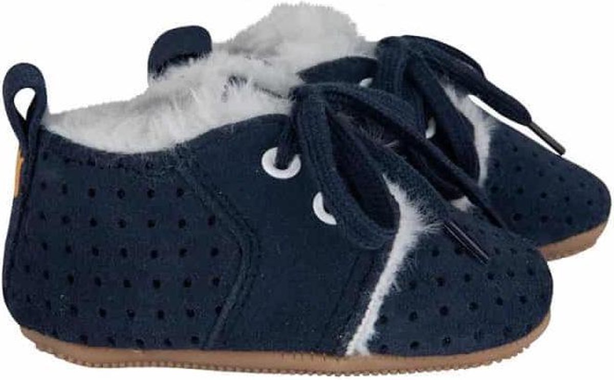 Baby Dutch Winterschoen Baby Blauw - Boot Bont Suede Schoen met veter
