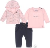 Dirkje Bio Basic SET(3delig) Roze Vest, Blauwe broek met roze shirt - Maat 86