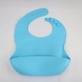 Siliconen slabbetje met opvangbak - Baby peuter - Verstelbaar en waterproof - BPA vrij - Blauw