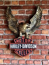 Wandplaat Harley Davidson 3D - 65 cm x 42 cm - polyester - polyresin - polystone - hoogkwalitatieve kunststof - decoratiefiguur - interieur - accessoire - voor binnen - voor buiten
