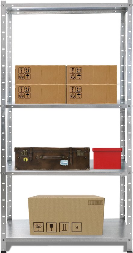 AREBOS Stellingkast - Opbergrek - 4 Planken - 100 kg Draagkracht - 75x30x150 cm - Metaal/MDF