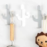 FSW-Products - 1 Stuk - Cactus Haak - Wit - Zelfklevend - Ophanghaak - Zelfklevende Haak - Kledinghaak - Keukenhaak - Kunststof - Wandhaak - Hanger