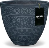 MA'AM Fay - bloempot - rond - 27x24 grijs - mooie plantenpot bohemian/botanisch/marokkaans decoratie buiten/binnen