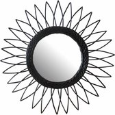 Zwarte ronde rotan zonnebril spiegel
