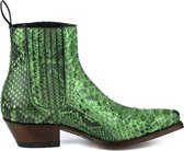 Mayura Boots 2496P Groen/ Dames Western Enkellaarzen Spitse Neus Cowboyhak Elastiek Sluiting Echt Leer Maat EU 40