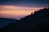 Walljar - Sunset Mountains - Muurdecoratie - Poster met lijst