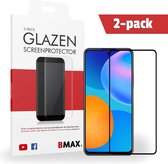 2-pack BMAX geschikt voor Huawei P Smart 2021 Glazen Screenprotector - Full Cover gehard glas - Beschermglas - Tempered Glass - Glasplaatje - Zwart