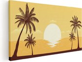 Artaza Canvas Schilderij Zonsondergang Met Palmbomen - Abstract - 120x60 - Groot - Foto Op Canvas - Canvas Print