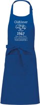Keukenschort - BBQ schort - Oldtimer - Jaartal 1947 - royal blue