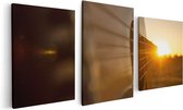 Artaza Canvas Schilderij Drieluik Gitaar Spelen Tijdens Zonsondergang - 120x60 - Foto Op Canvas - Canvas Print