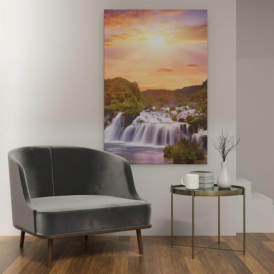 Artaza - Peinture sur toile - Chutes d'eau dans la forêt - 80x120 - Groot - Photo sur toile - Impression sur toile
