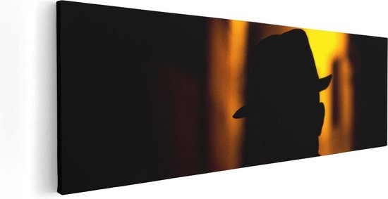 Artaza - Canvas Schilderij - Silhouet Van Een Man Met Een Hoed - Foto Op Canvas - Canvas Print