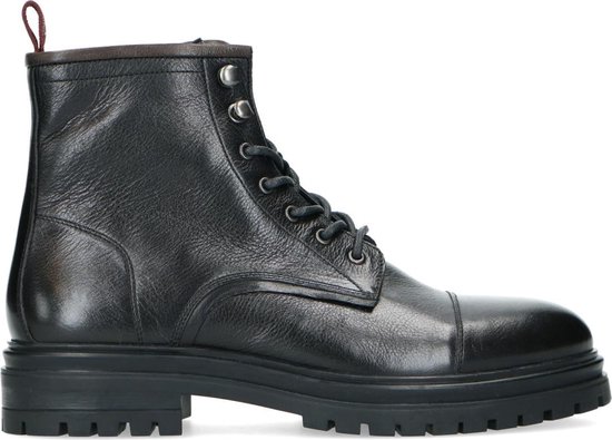 Manfield Heren Zwarte leren veterboots Maat 44 bol