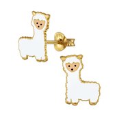 Joy|S - Zilveren Alpaca lama oorbellen 14k goudplating