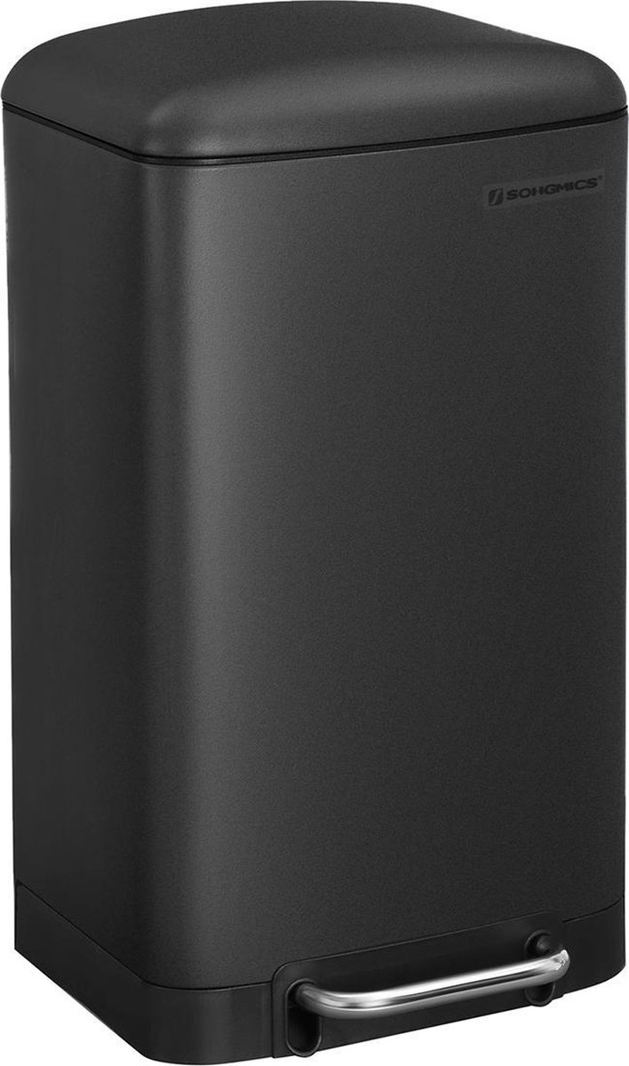 Segenn's Prullenbak - Afvalbak - 30 liter - Prullenbakken - Pedaalemmer van Staal - met binnenemmer en deksel - Soft Close - Zwart