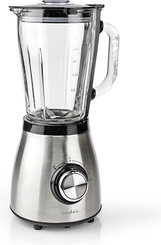 Nedis Blender - Power blender Rvs - Moderne glazen kan 1.5 L - Zilver/Zwart  - 800 W | bol.com
