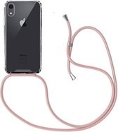 iPhone XR hoesje transparant met rosé koord shock proof case