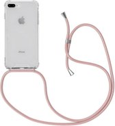 iPhone 7/8 Plus hoesje transparant met rosé koord shock proof case