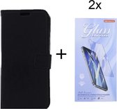 Motorola Moto G30 / G20 / G10 - Bookcase Zwart - portemonee hoesje met 2 stuks Glas Screen protector