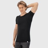 Anti Zweet Shirt - Fibershirts® - Ingenaaide Okselpads- Ondershirt - Zwart - Ronde Hals - Heren - Maat S