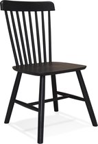Alterego Zwarte houten design stoel 'MONTANA' met rugleuning met spijlen - bestel per 2 stuks / prijs voor 1 stuk