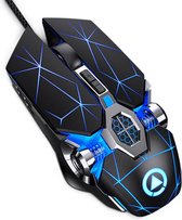 Storebyfour.com® Gaming Muis/Mouse Pro - Bedraad - Ergonomisch - Oplaadbaar/Rechargeable Batterijen/Battery - LED  - USB - Zwart/Black