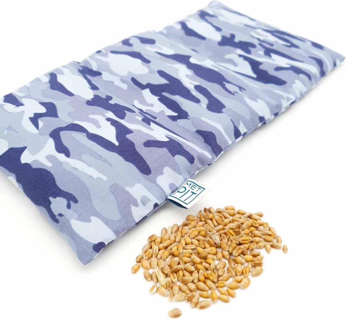 Goedkoopste Pittenzak Met Pit! – Wasbare hoes – Zacht/geurloos tarwe - Made in NL – Tevens coldpack – Blauw legerprint
