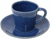 Costa Nova - servies - koffie kopje & schotel - Nova blauw - aardewerk - set van 4 - H 5,8 cm