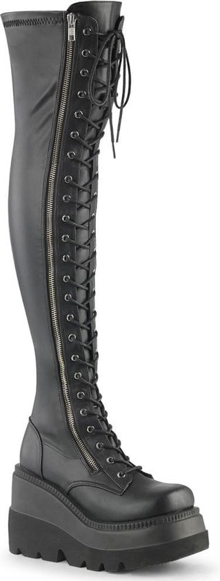 Zwart Lak 13 cm SEDUCE-3063 Lange Overknee Laarzen met Hak