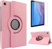 Case2go - Tablet hoes geschikt voor Lenovo Tab M10 HD - 2e Generatie - Draaibare Book Case Cover + Screenprotector - 10.1 Inch - Roze
