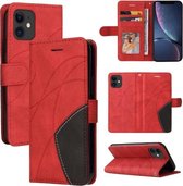 Dual-color splitsen horizontale flip PU lederen tas met houder & kaartsleuven & portemonnee voor iPhone 11 (rood)