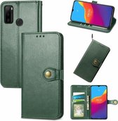 Voor Ulefone Note 10 Effen Kleur Lederen Gesp Telefoon Case met Lanyard & Fotolijst & Kaartsleuf & Portemonnee & Stand Functie (Groen)