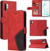 Voor Samsung Galaxy Note10+ Dual-color Splicing Horizontale Flip PU Lederen Case met Houder & Kaartsleuven & Portemonnee (Rood)