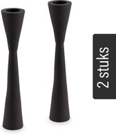 vtwonen - Kandelaars - 2 Stuks - Metaal - Zwart - Hoogte 20 cm