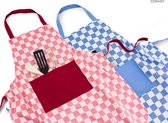 Tablier de cuisine (2 pièces) - Check - Rouge & Blauw - 70x80cm - Tablier