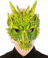 Witbaard Verkleedmasker Draak 33 Cm Foam Groen One-size