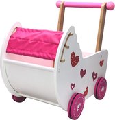 PoppenWagen -TIKTAKTOO POP'S PRAM POP's Meubilair Walker kinderwagen roze / wit - (WK 02122)