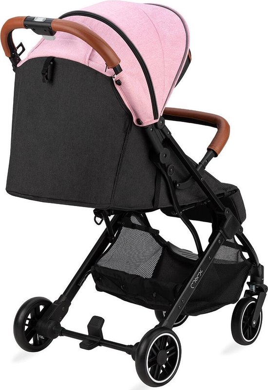 MoMi Estelle Kinderwagen - Lichtgewicht Buggy - Compact Opvouwbaar - Met Verstelbare Rugleuning - Reisbuggy 6+ Maanden - Zwart/Roze van MoMi — afbeelding 2